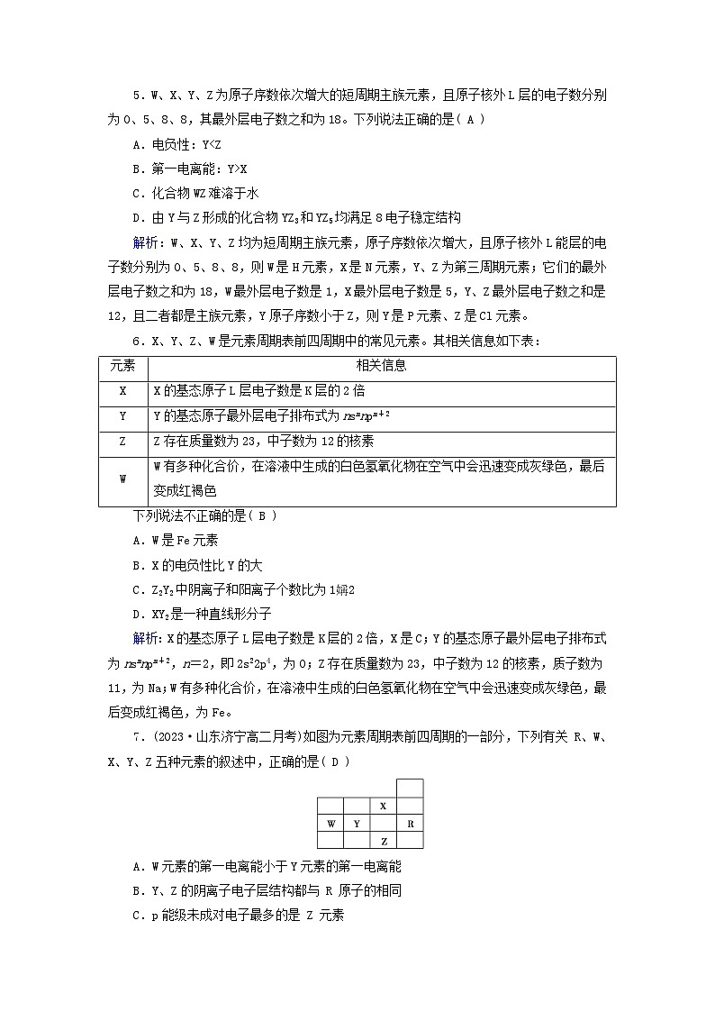 新教材适用2023_2024学年高中化学第1章原子结构与性质阶段重点突破练新人教版选择性必修2第2页