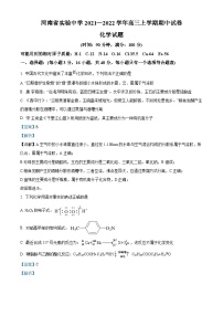 2022河南省实验中学高三上学期期中考试化学试题含解析