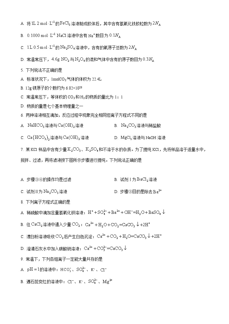 【期中真题】福建省厦门双十中学2022-2023学年高一上学期期中考试化学试题.zip02