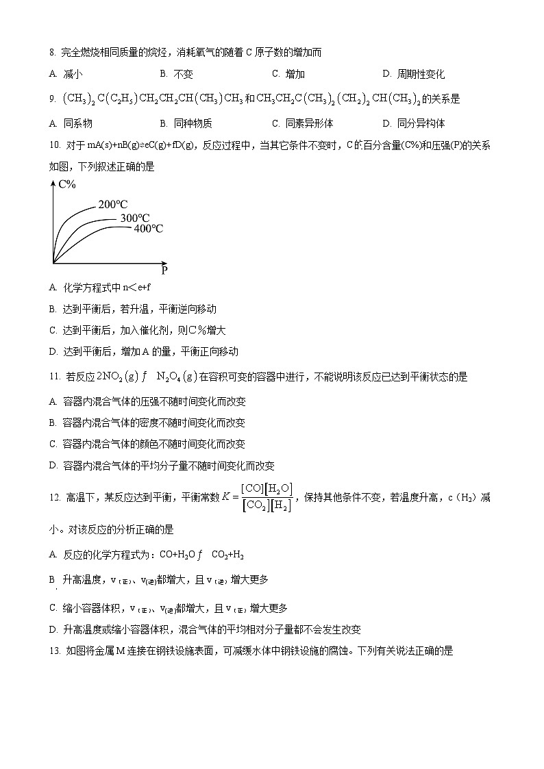 【期中真题】上海市上海交通大学附属中学2022-2023学年高二上学期期中考试化学试题(原卷版)第2页