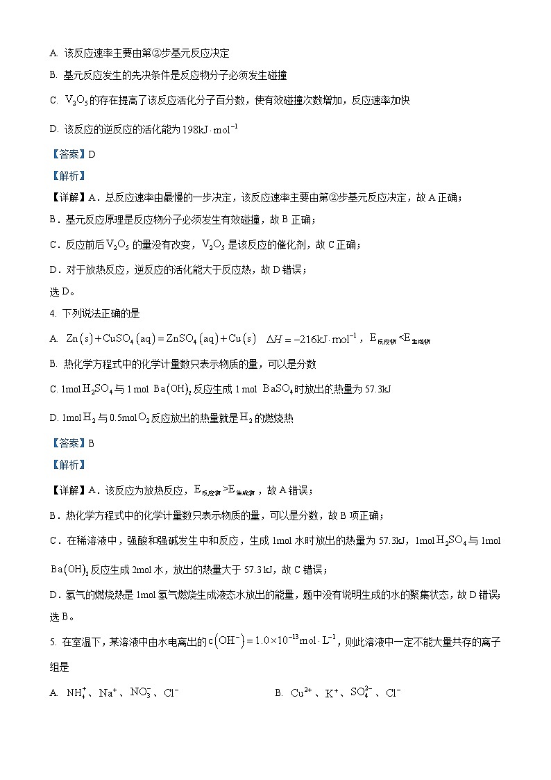 【期中真題】安徽省省十聯(lián)考合肥市第八中學(xué)2022-2023學(xué)年高二上學(xué)期期中聯(lián)考化學(xué)試題（解析版）第2頁