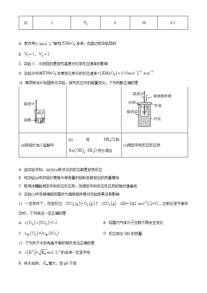 【期中真題】安徽省省十聯(lián)考合肥市第八中學(xué)2022-2023學(xué)年高二上學(xué)期期中聯(lián)考化學(xué)試題（原卷版）第3頁
