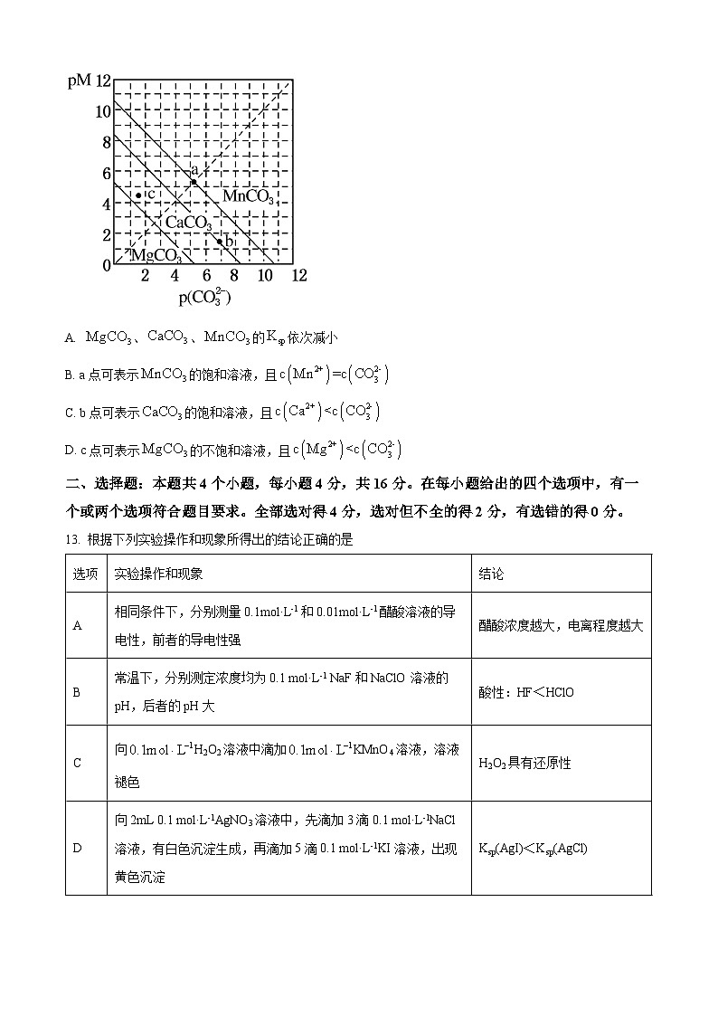 【期中真题】湖南省长沙市明德中学2022-2023学年高二上学期期中考试化学试题(原卷版)第3页