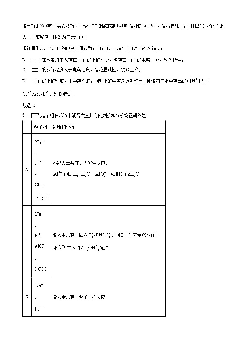 【期中真题】湖南省长沙市雅礼中学2022-2023学年高二上学期期中考试化学试题.zip03