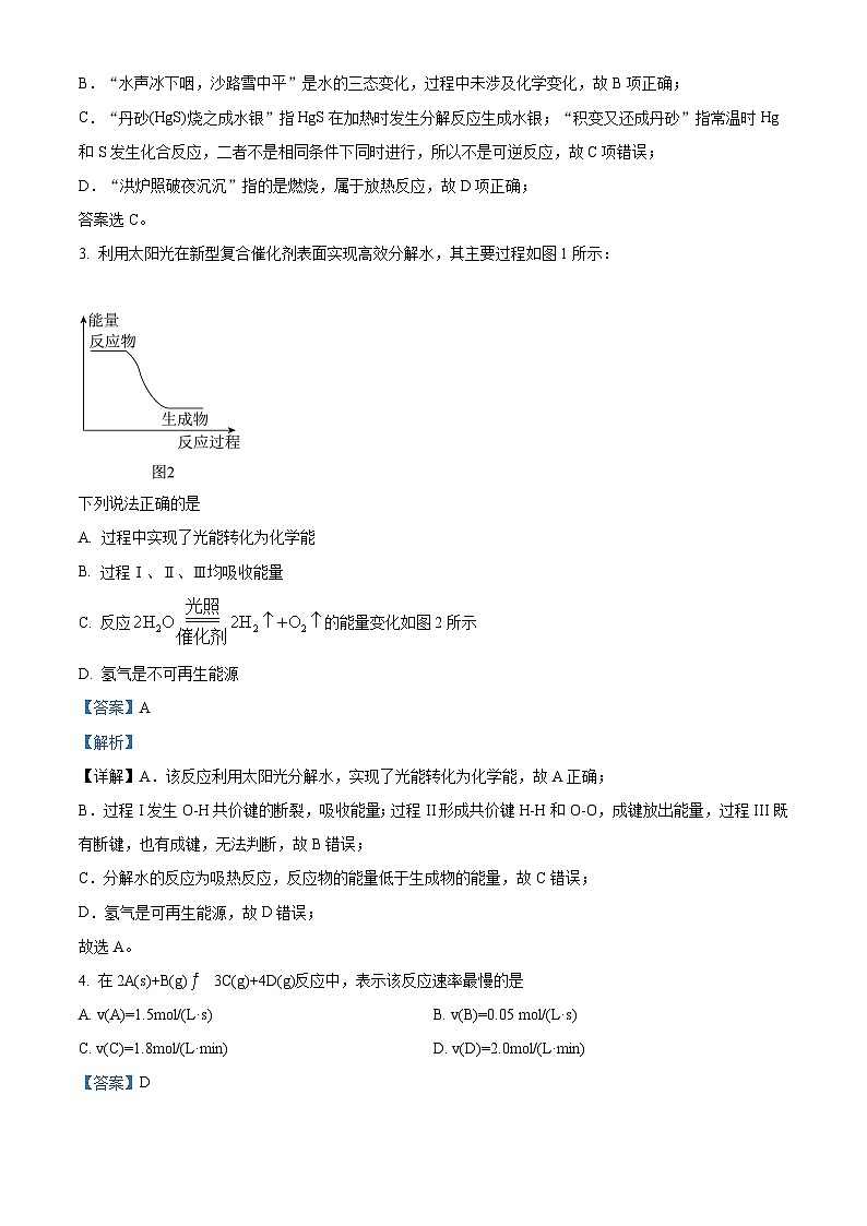 【期中真题】陕西省咸阳市礼泉县2022-2023学年高二上学期中期学科素养评价化学试题(解析版)第2页