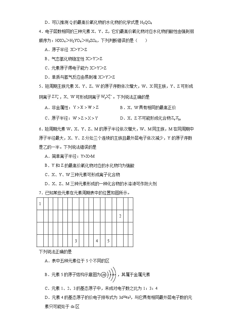 1.2原子结构与元素的性质课堂同步练-人教版高中化学选择性必修202