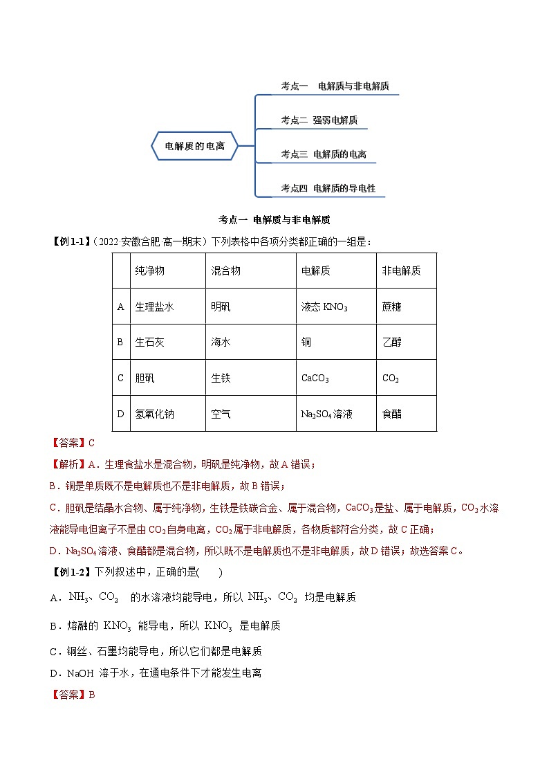 人教版高中化學(xué)必修一精品同步講義1.2.1 電解質(zhì)的電離（精講）（含解析）第3頁