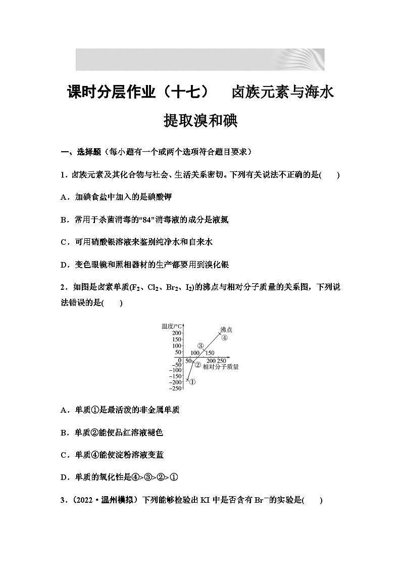 2024届高考化学一轮复习 课时分层作业17 卤族元素与海水提取溴和碘(含答案)第1页