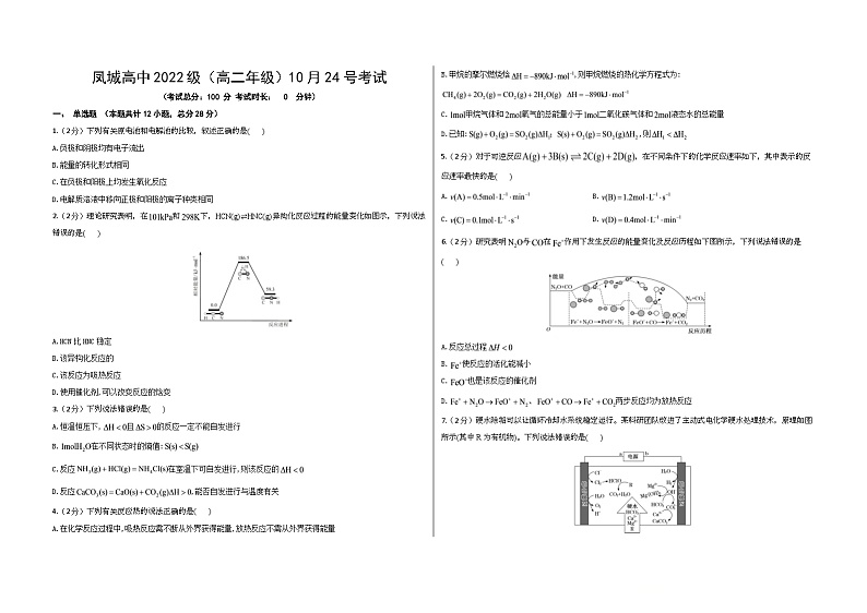 山东省济南市莱芜凤城高级中学2023-2024学年高二上学期10月份月考化学试题第1页