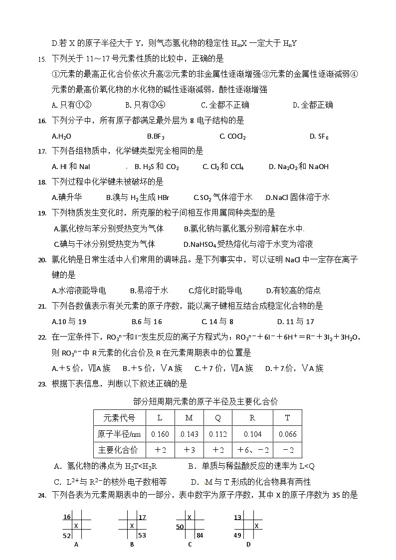 益阳箴言中学高一化学3月月考试题及答案03