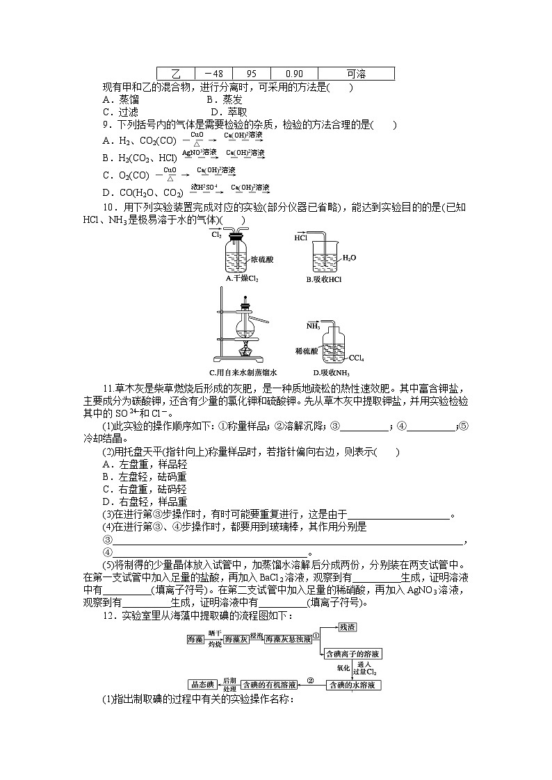 化学必修一 第一章从实验学化学课时作业题及答案解析第一章 第一节 第4课时 习题课第2页