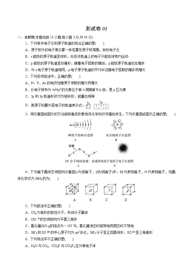 测试卷02-2021-2022学年高二化学下学期期末复习(讲义+测试)(人教版2019选择性必修2)(原卷版)第1页