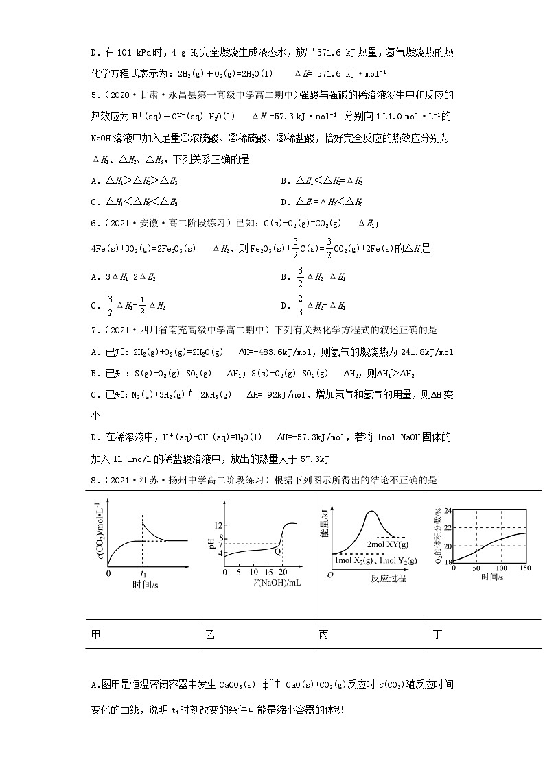第一章 化学反应的热效应-2021-2022学年高二化学上学期期末检测核心素养卷(人教版2019选择性必修1)(提升卷)(原卷版)第3页