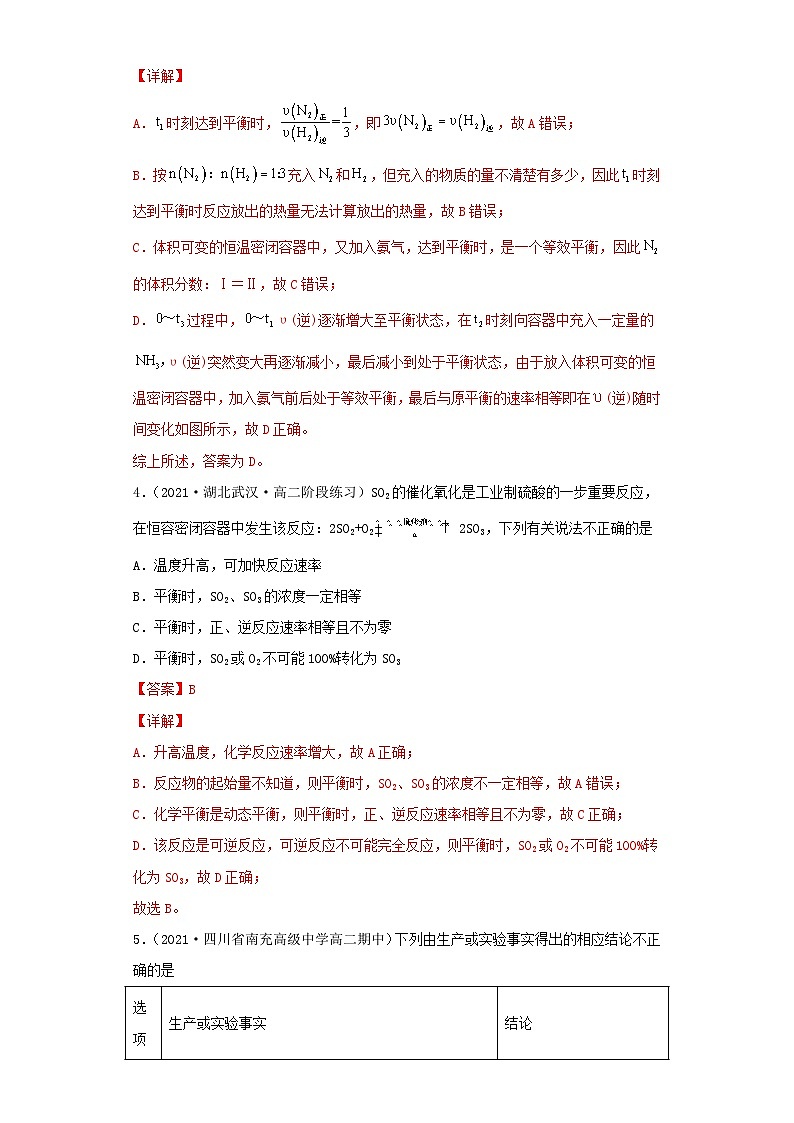 第二章 化学反应速率与化学平衡-2021-2022学年高二化学上学期期末检测核心素养卷(人教版2019选择性必修1)(提升卷)(解析版)03