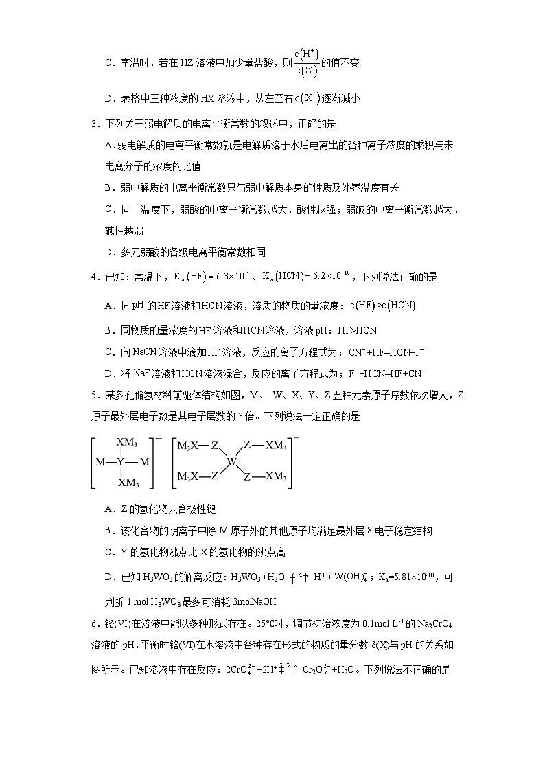 3.1.3电离平衡常数分层练习-2023-2024学年高二上学期人教版(2019)化学选择性必修1第2页