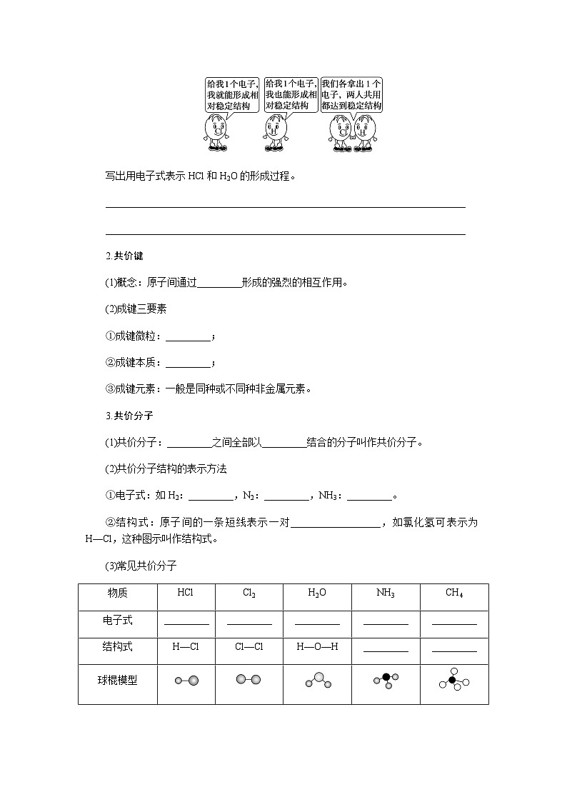 蘇教版高中化學(xué)必修第一冊5-2-2共價(jià)鍵分子間作用力課時(shí)學(xué)案含答案第2頁