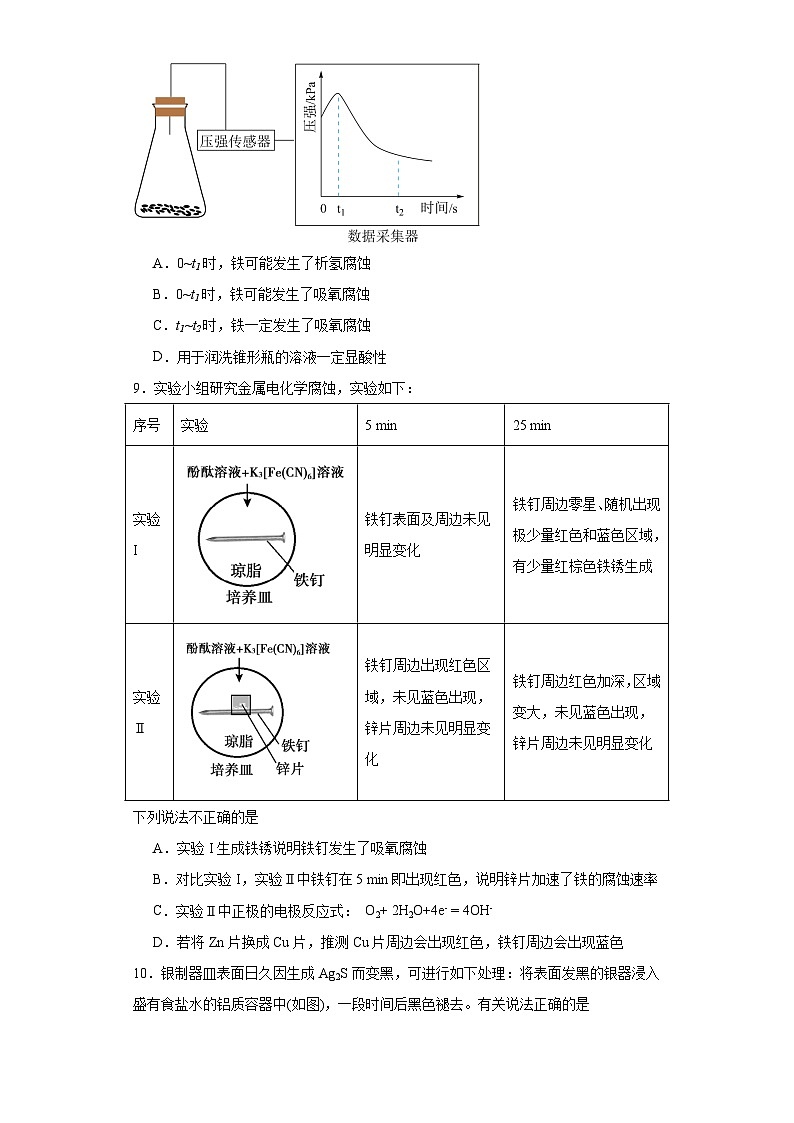 4.3.1金属的腐蚀分层练习-2023-2024学年高二上学期人教版(2019)化学选择性必修1第3页