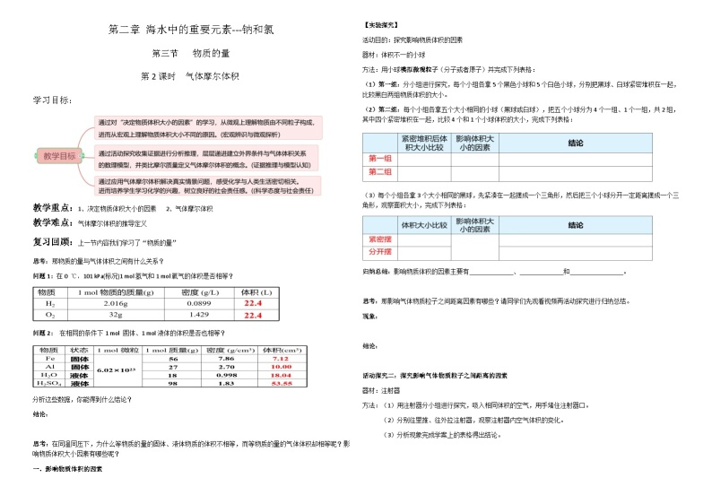 气体摩尔体积导学案 (2)01