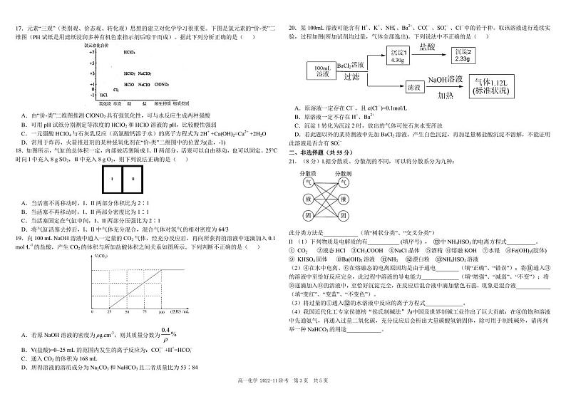 2022-2023学年四川省树德中学高一上学期11月阶段性测试 化学 pdf版第3页