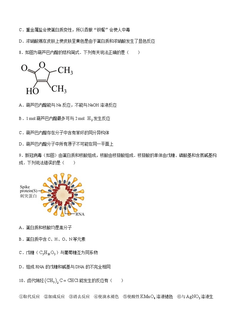 江苏省苏州市江苏省外国语学校2023-2024学年高二上学期11月期中考试化学试题(含答案)第3页