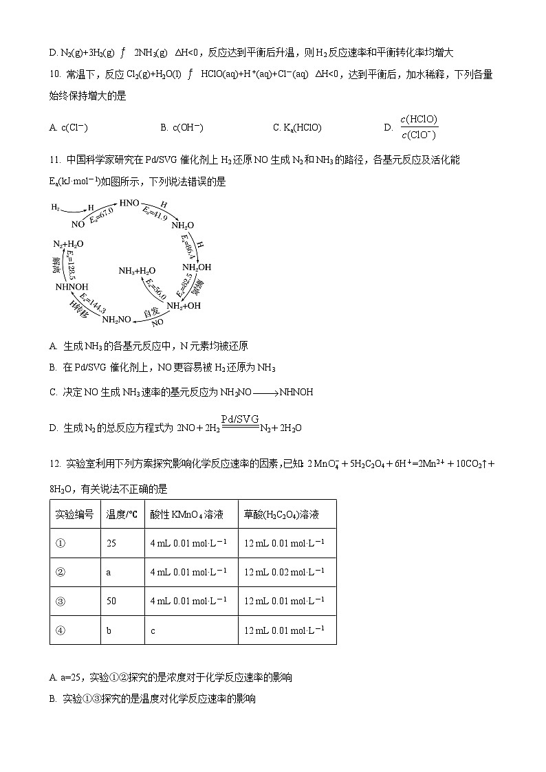 浙江省杭州市六县九校联盟2023-2024学年高二上学期期中联考化学试题(原卷版)第3页