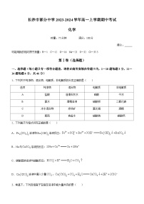湖南省长沙市部分中学2023-2024学年高一上学期期中考试化学试题（含答案）