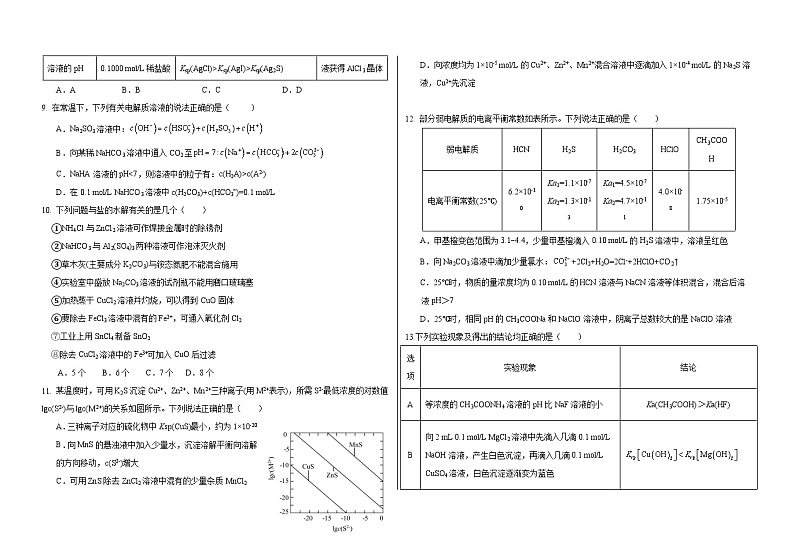 2024省大庆铁人中学高二上学期期中考试化学含答案02