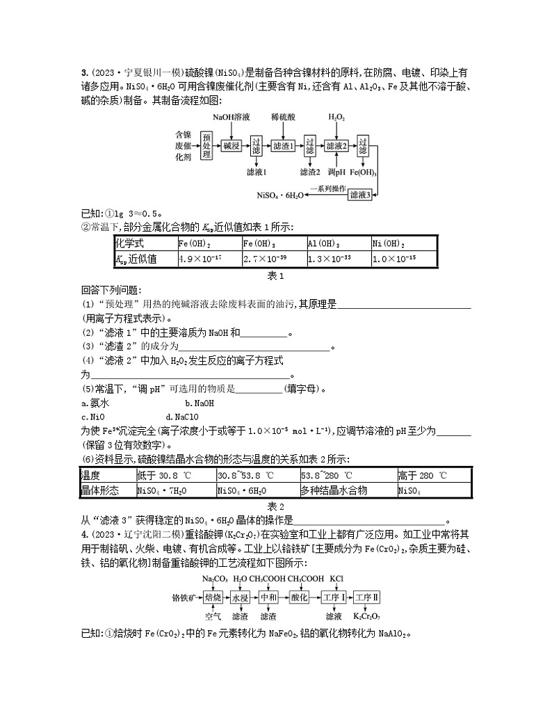 适用于老高考旧教材2024版高考化学二轮复习大题突破练一化学工艺流程题(附解析)03