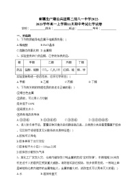 新疆生产建设兵团第二师八一中学2022-2023学年高一上学期11月期中考试化学试卷(含答案)