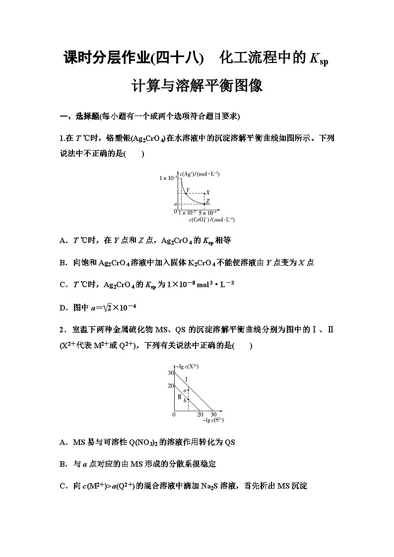 鲁科版高考化学一轮复习课时分层作业48化工流程中的Ksp计算与溶解平衡图像含答案第1页