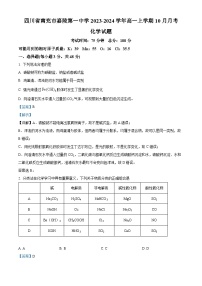 四川省南充市嘉陵第一名校2023-2024学年高一上学期10月月考化学试题 Word版含解析