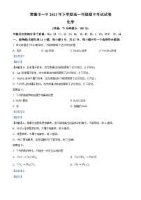 湖南省常德市第一中学2023-2024学年高一上学期期中考试化学试题（Word版附解析）