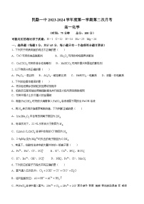 甘肃省武威市民勤县第一中学2023-2024学年高一上学期第二次月考化学试题