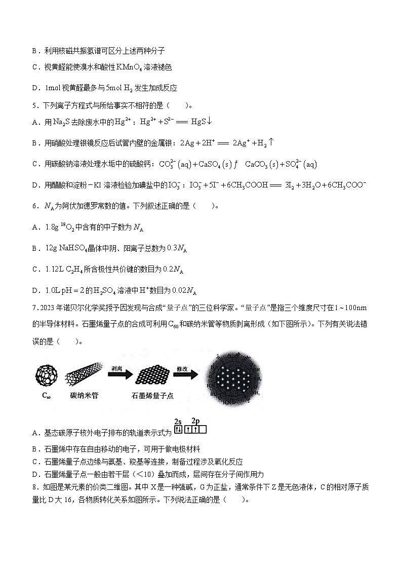 河南省開(kāi)封市2023-2024學(xué)年高三上學(xué)期第一次模擬考試化學(xué)試卷(無(wú)答案)第2頁(yè)