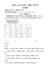 四川省宜宾市叙州区第二中学2023-2024学年高一上学期10月月考化学试题（Word版附解析）