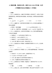 01物质的量、物质的分类-上海市2023-2024学年高一化学上学期期末知识点突破练习（沪科版）