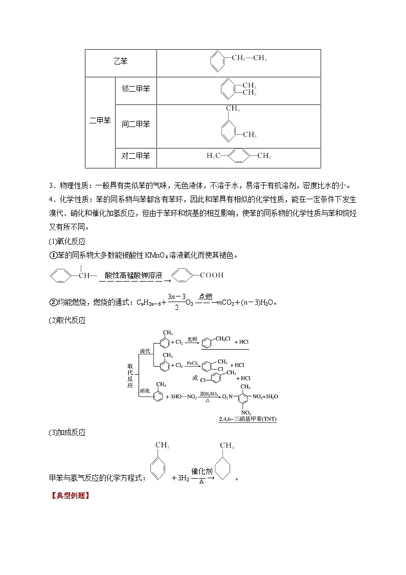 考点6 芳香烃-高二化学核心考点归纳与分层测试(人教版选择性必修3)(原卷版)第3页