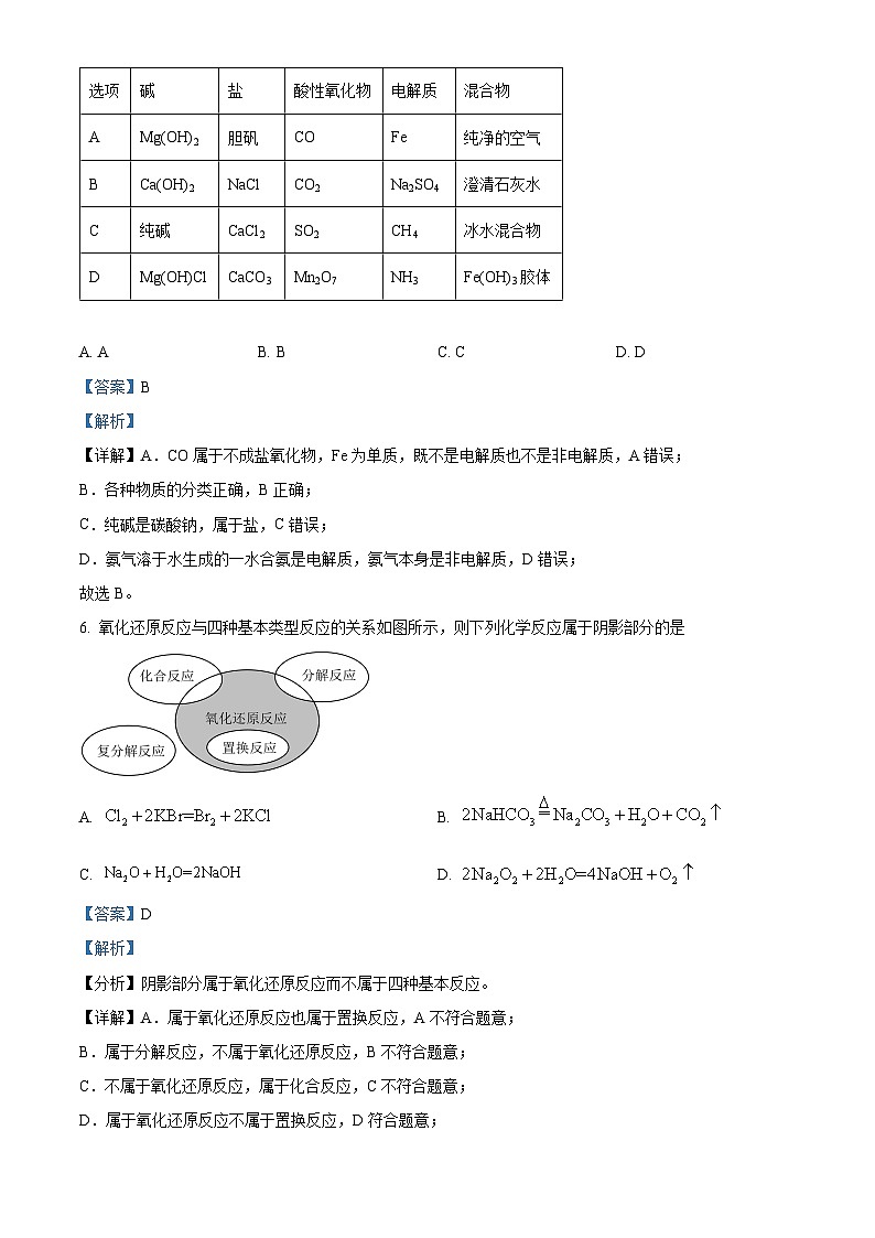 四川省成都市成飞中学2023-2024学年高一上学期10月月考化学试题(Word版附解析)03