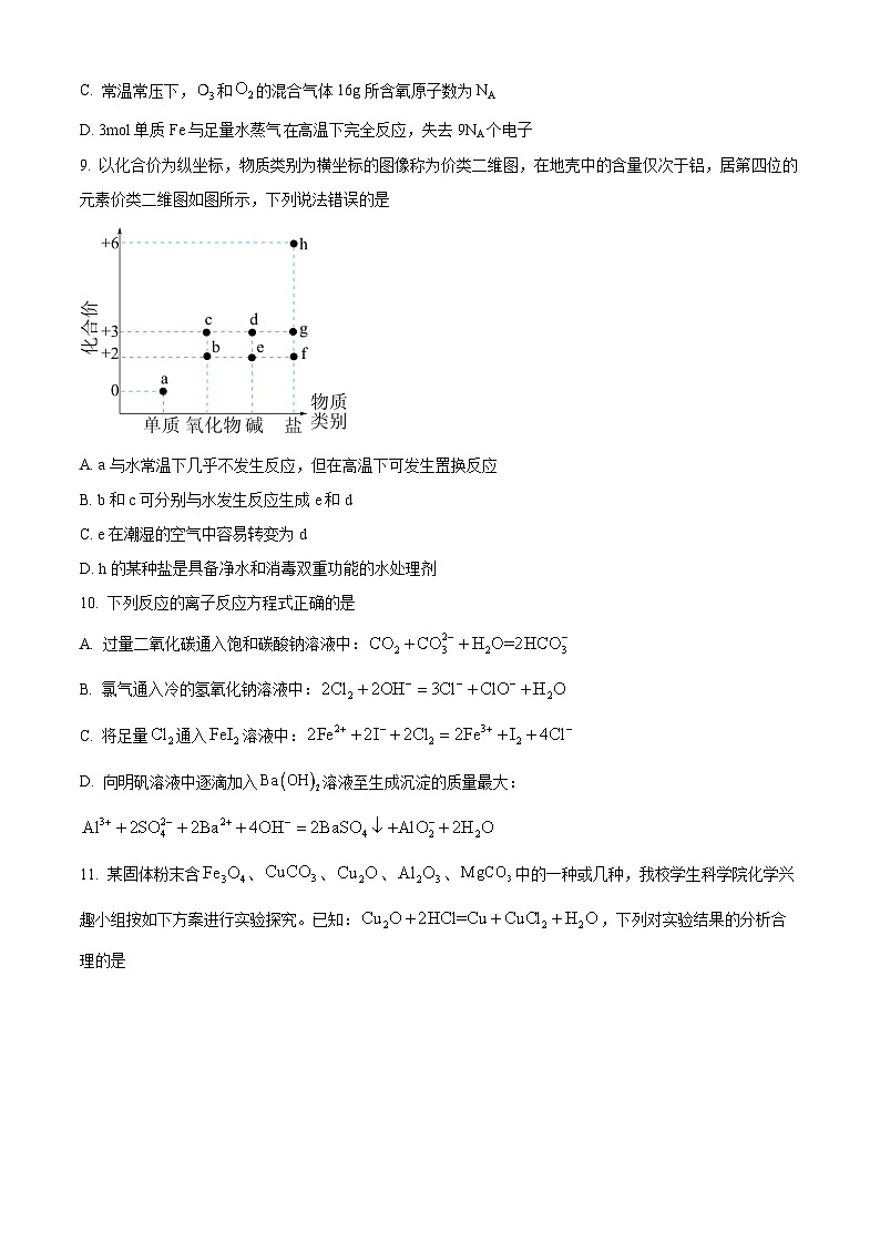 精品解析:湖北省华中师范大学第一附属中学2021-2022学年高一上学期期末考试化学试题(原卷版)第3页