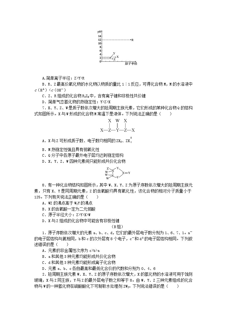 统考版2024高考化学二轮专题复习题型分组训练6物质结构与元素周期律应用(附解析)第2页