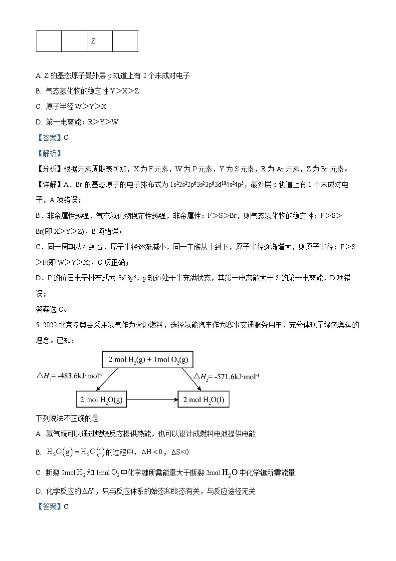 北京师范大学附属中学2022-2023学年上学期高二化学期末试题(含答案解析)03