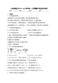山东省烟台市2022-2023学年高一上学期期末考试化学试卷(含答案)