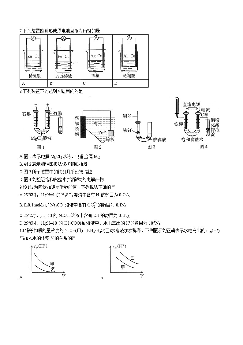 2024雅安多校联考高二上学期12月月考试题化学含解析02