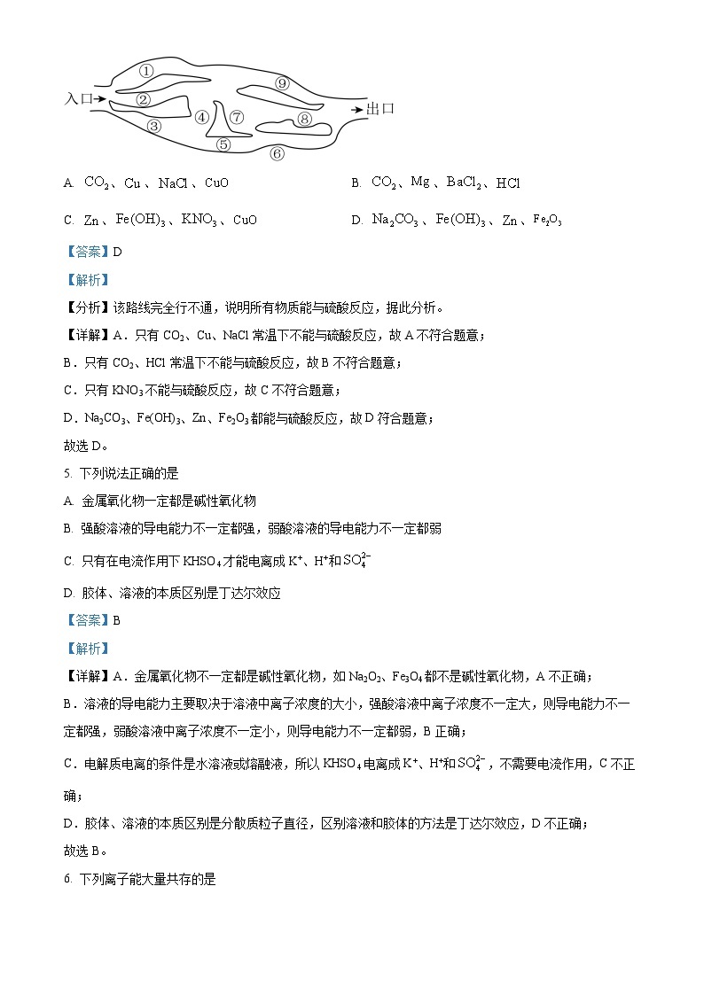 四川省眉山市仁寿第一中学（北校区）2023-2024学年高一上学期期中化学试题（Word版附解析）03