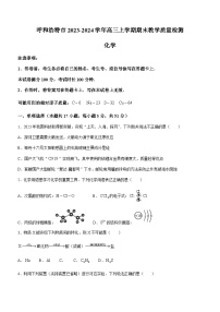内蒙古呼和浩特市2023-2024学年高三上学期期末教学质量检测化学试卷（含答案）