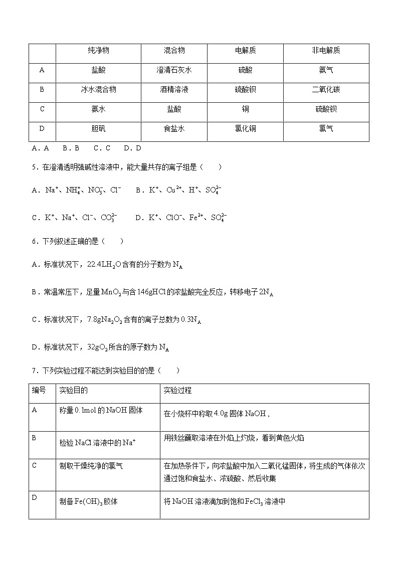 湖北省宜城市第一中学等六校2023-2024学年高一上学期期中考试化学试题含答案02
