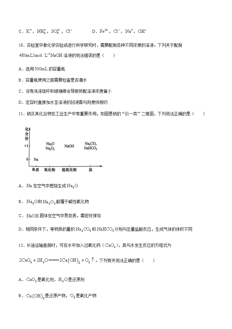 山西省吕梁市2023-2024学年高一上学期期中考试化学试题含答案第3页