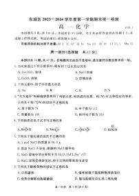 北京市东城区2023-2024学年高一上学期期末考试化学试卷