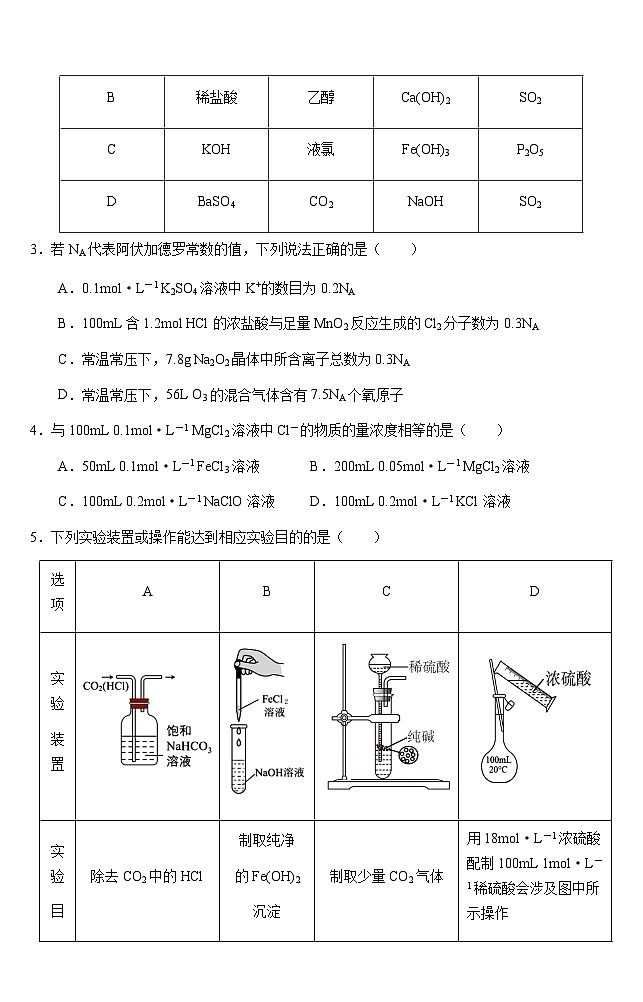 重庆市名校联盟联考2023-2024学年高一上学期12月月考化学试题含答案第2页