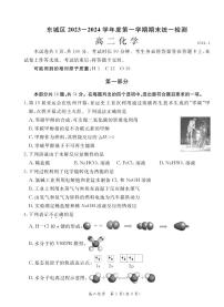 2023-2024学年北京市东城区高二上学期期末考试化学试题及答案